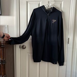 ‘47 Brand Men's St. Louis Blues Hockey Navy Blue Quarter-Zip Pullover Sweatshirt